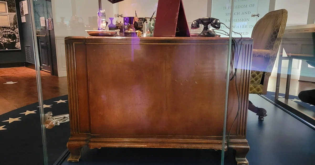The Hoover desk on display at the FDR Library